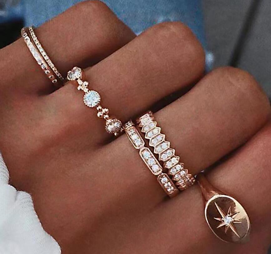 solstice shine – verschiedene ring-sets in goldoptik mit kristallbesatz - lunastein - schmuck