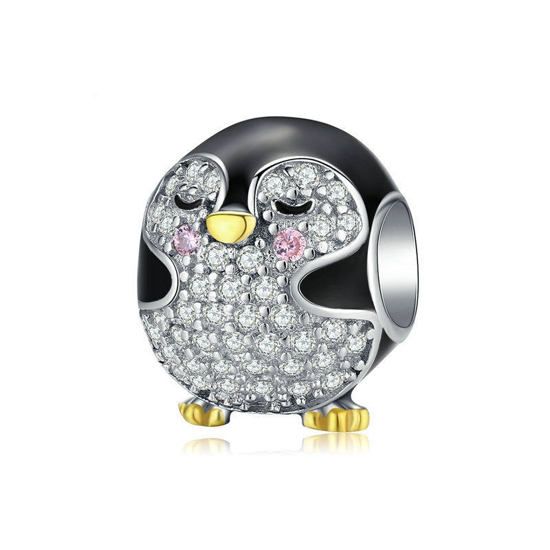 Happy Little Penguin Charm – Glitzernder Pinguin-Anhänger aus 925er Silber - Lunastein