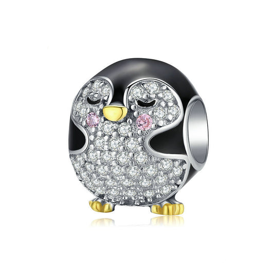 Happy Little Penguin Charm – Glitzernder Pinguin-Anhänger aus 925er Silber - Lunastein