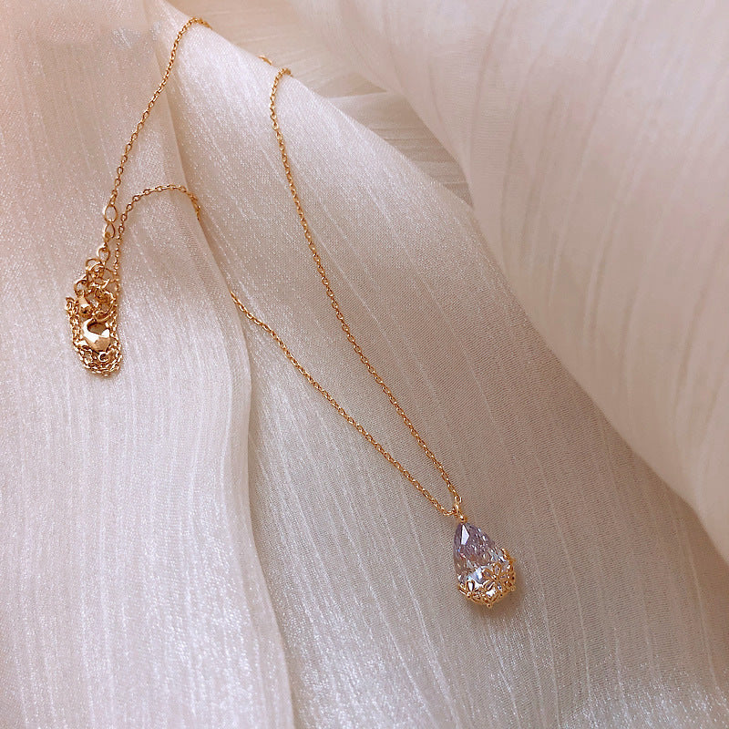 crystal water drop pendant necklace women's fine jewelry adjustable short accessories jewelry gift schmuckneu