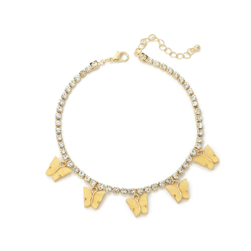 butterfly bliss – strass-fußkettchen mit schmetterlingsanhängern - lunastein - schmuck