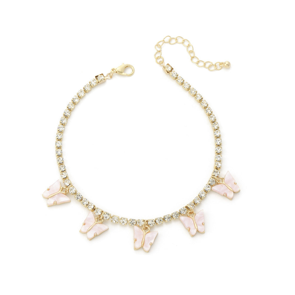 butterfly bliss – strass-fußkettchen mit schmetterlingsanhängern - lunastein - schmuck
