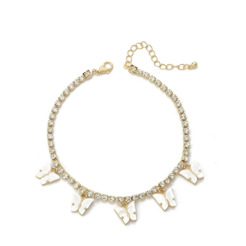 butterfly bliss – strass-fußkettchen mit schmetterlingsanhängern - lunastein - schmuck