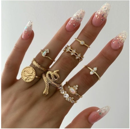 diamond z – 19 style ringsets mit funkelnden zirkonia & opal-akzenten - lunastein - schmuck