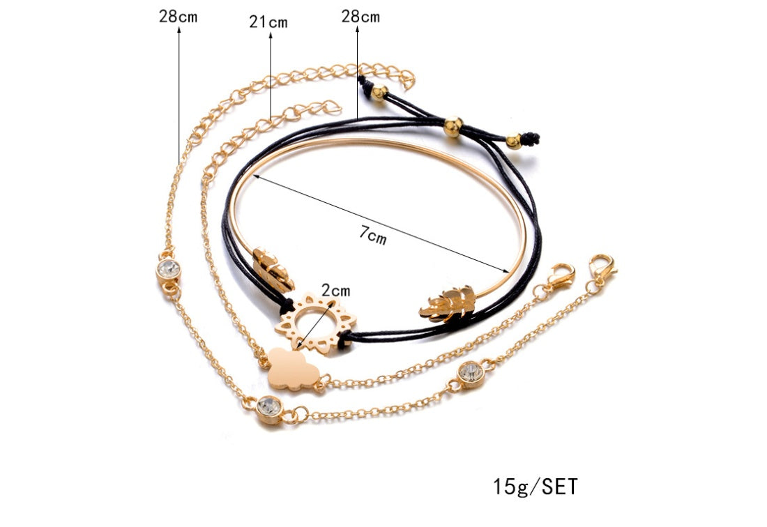 modyle gold color crystal wedding bracelets set cz stone heart bracelets bangles for woman - lunastein