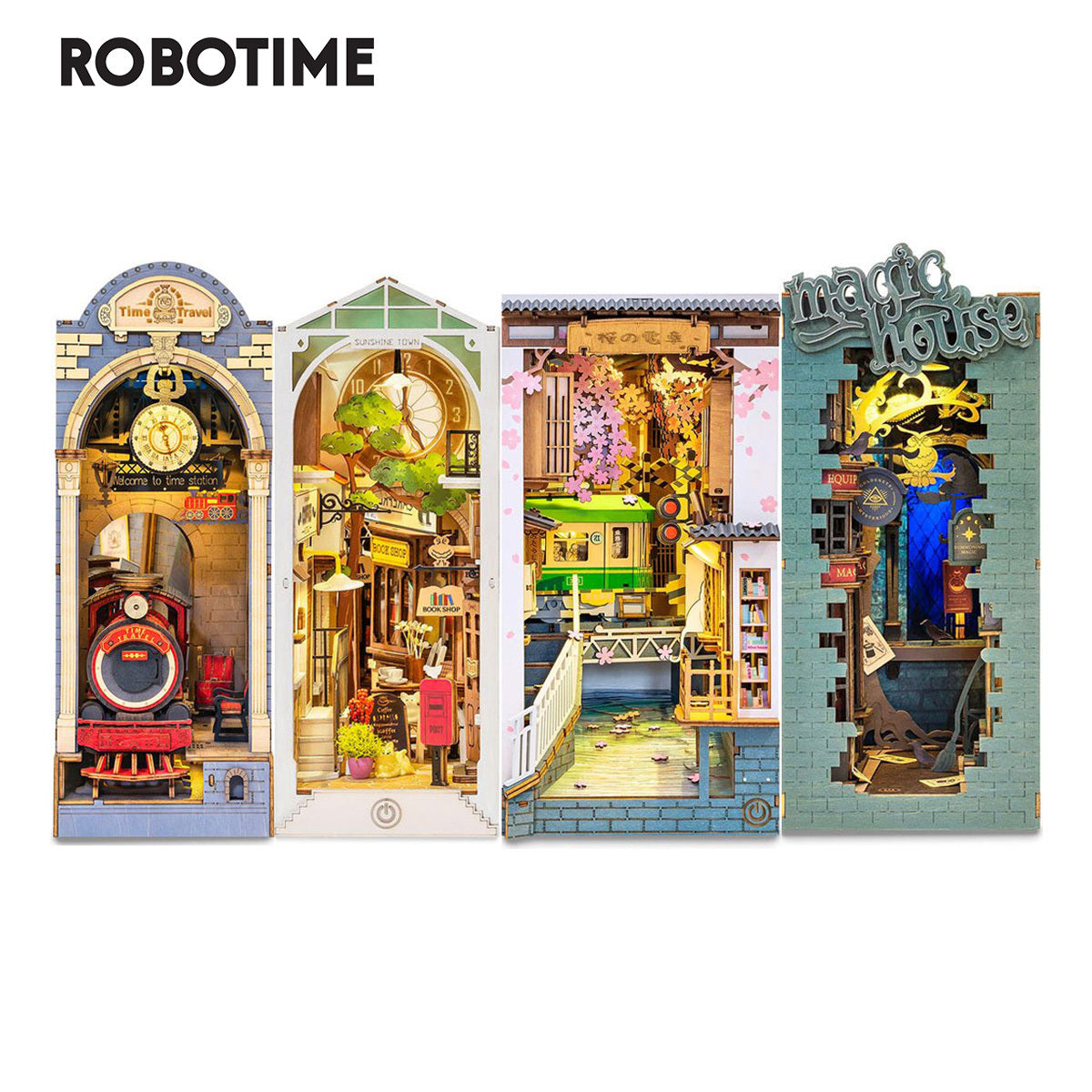 robotime rolife book nooks series stories in books 4 kinds diy wooden miniature house furniture sakura densya tgb01 dropshipping schmuckneu
