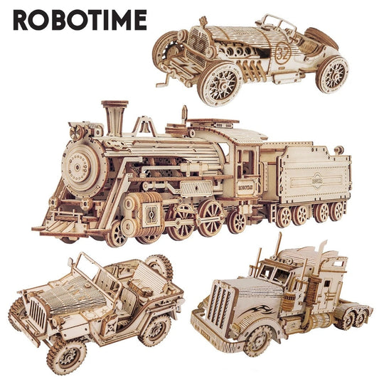 Robotime ROKR Train Model 3D Wooden Puzzle Toy Assembly Locomotive Model Building Kits for Children Kids Birthday Christmas Gift SchmuckNeu