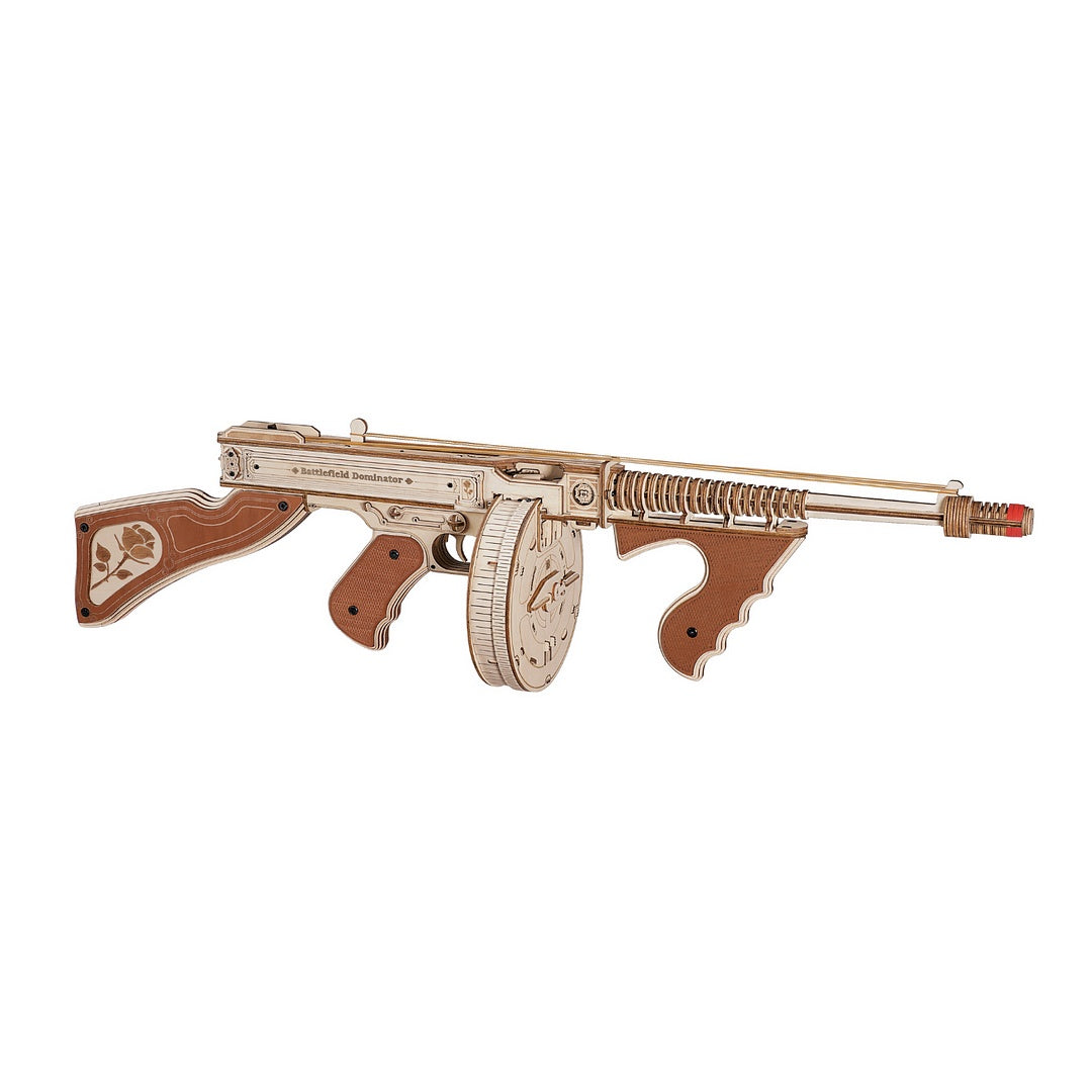 rokr thompson submachine gun toy gift for boys wooden puzzle lqb01 firing model