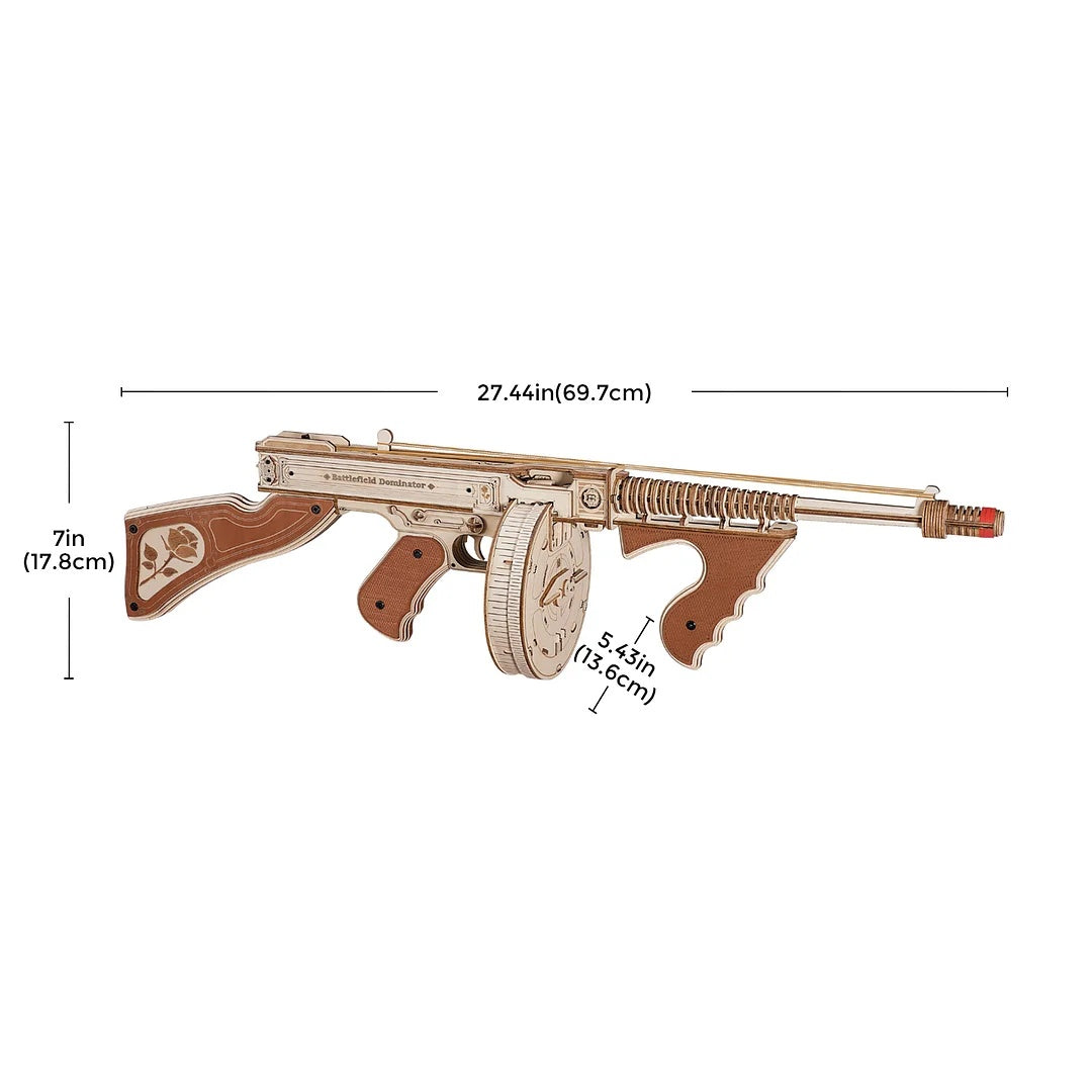 rokr thompson submachine gun toy gift for boys wooden puzzle lqb01 firing model