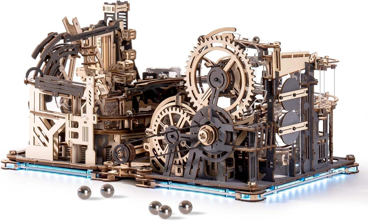 robotime marble run link pack for marble night city lga01 & marble spaceport lgc01, 3d wooden puzzles adults model kits to build gifts for boys lg01