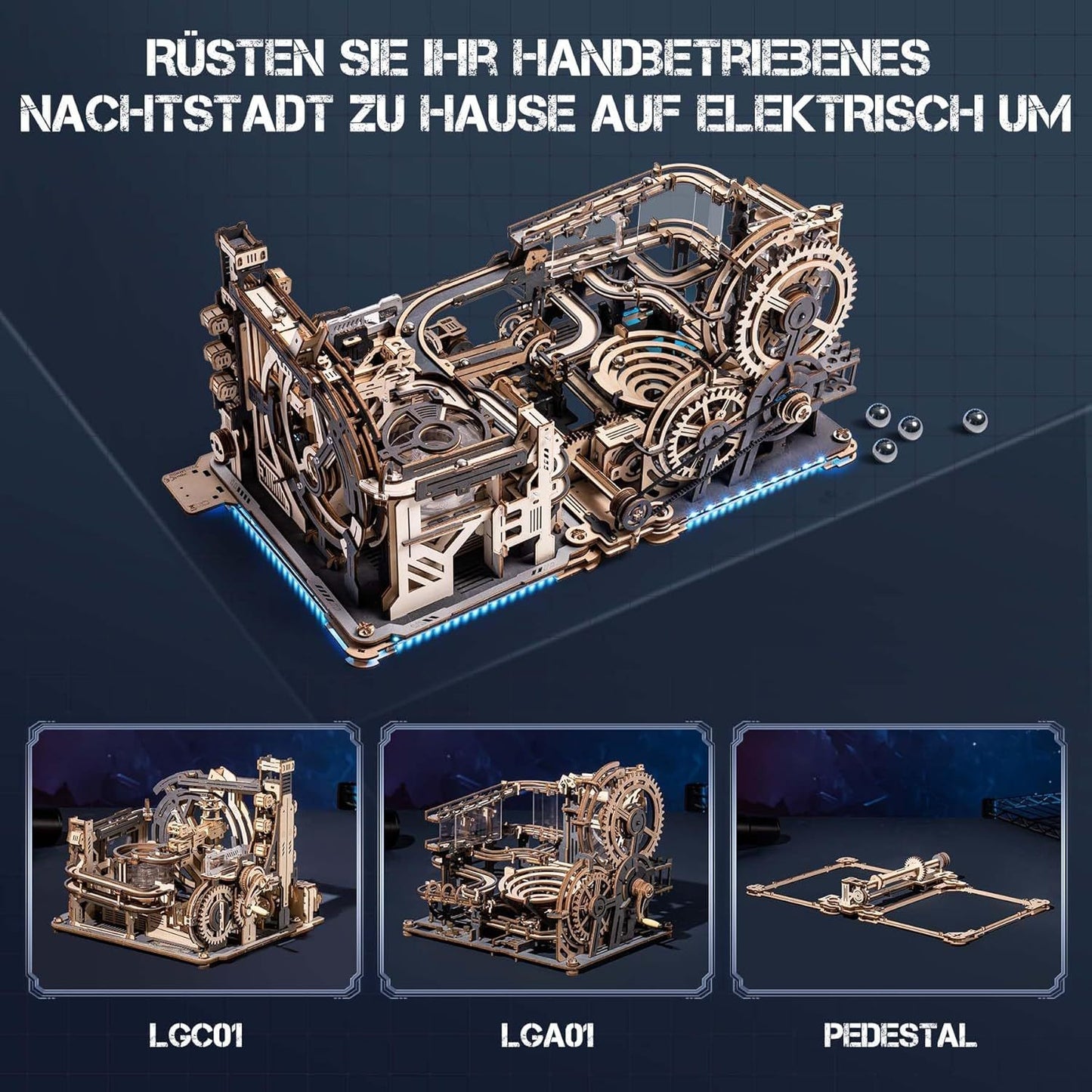 robotime marble run link pack for marble night city lga01 & marble spaceport lgc01, 3d wooden puzzles adults model kits to build gifts for boys lg01