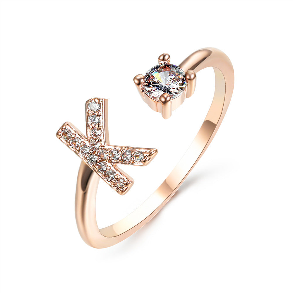 love letter – verstellbarer initialen-ring mit zirkonia in gold, silber oder roségold - lunastein
