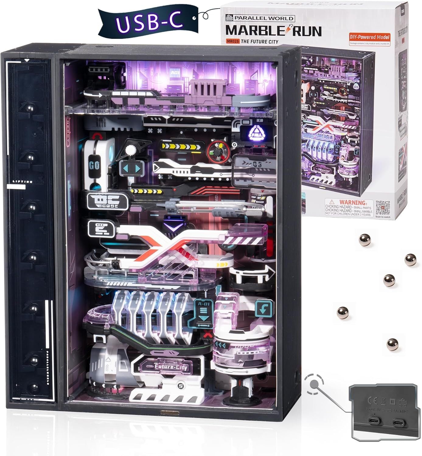 robotime 3d puzzle model kit to build last city, marble run led glow in the dark