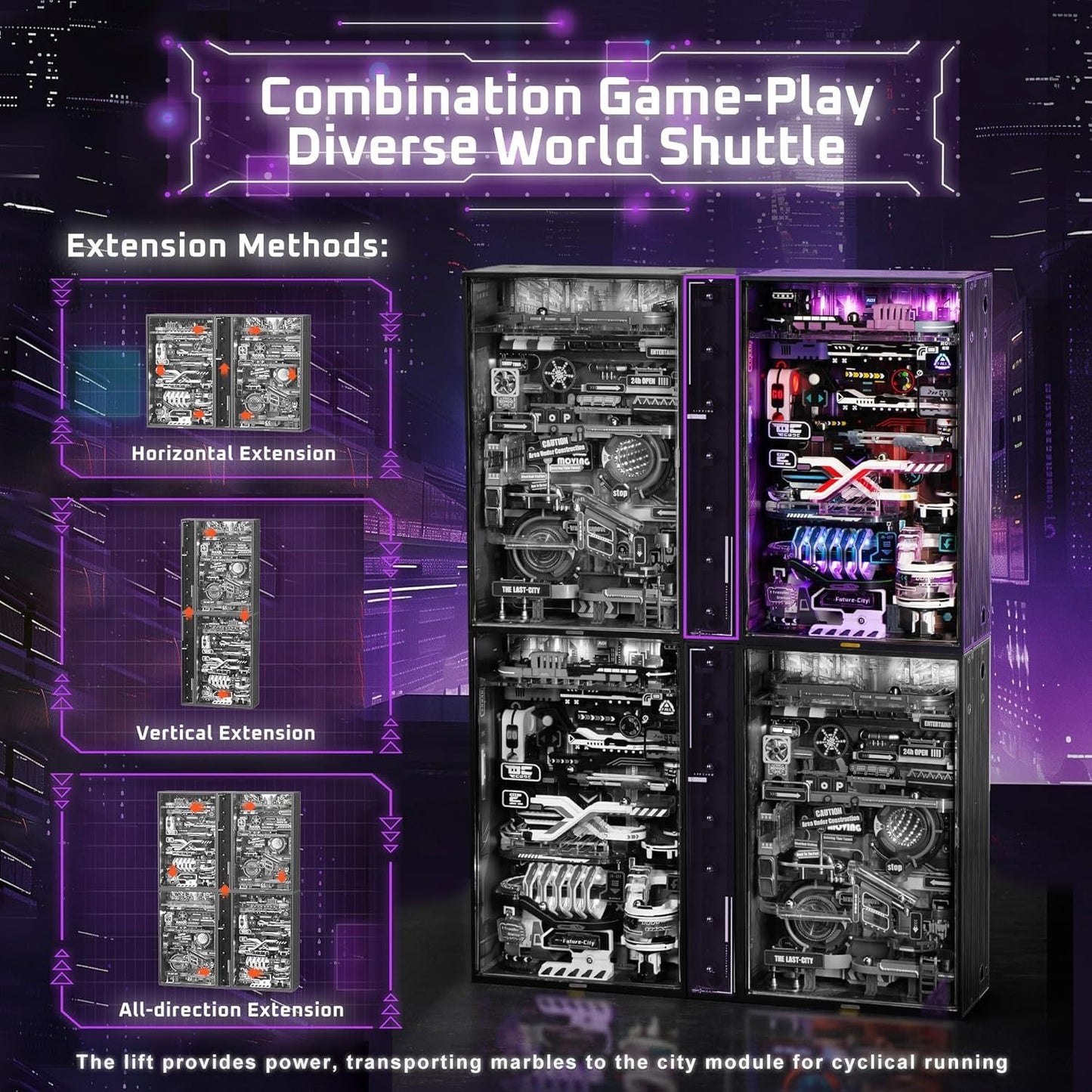 robotime 3d puzzle model kit to build last city, marble run led glow in the dark