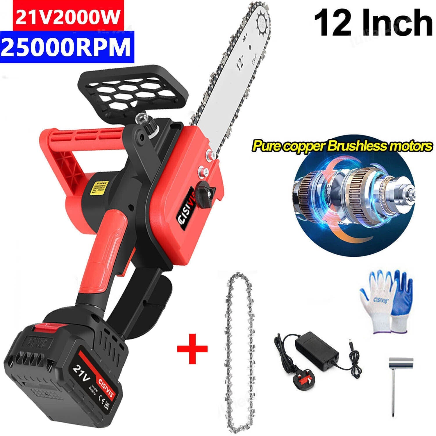 Battery Chainsaw 2000W Mini Chainsaw Chainsaw Tree Saw With Batteries SchmuckNeu