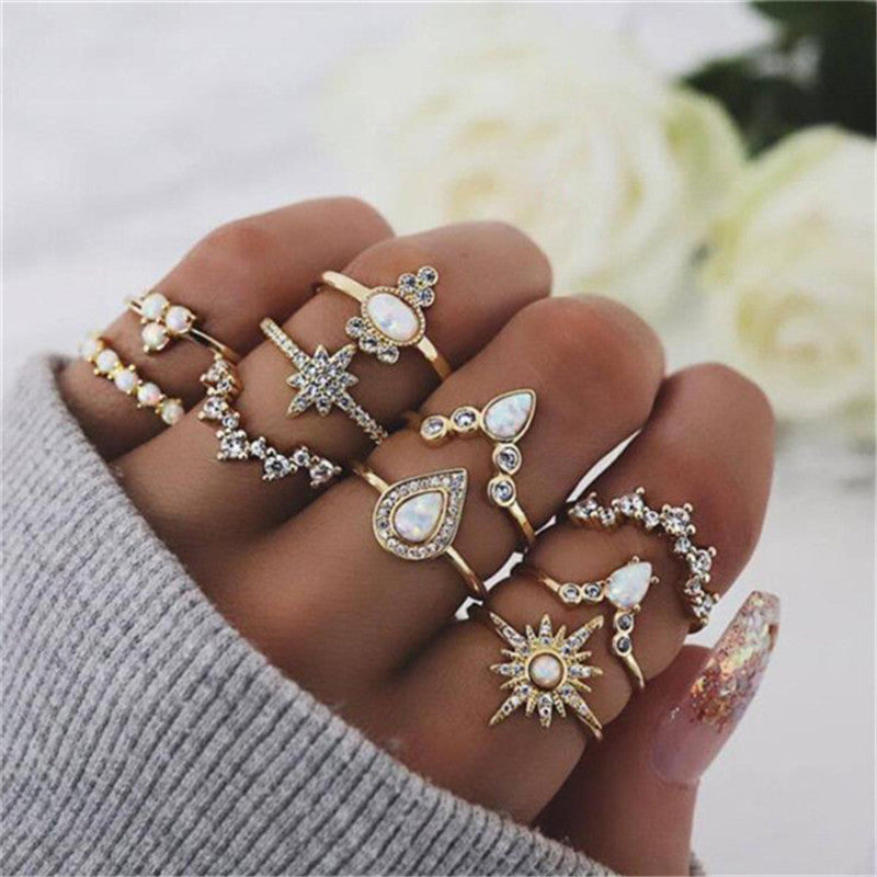 retro women's joint ring ring set - lunastein