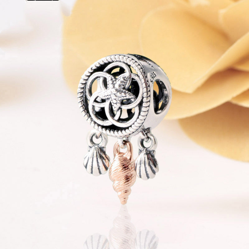 dreamcatcher charm – 925er silber-charm mit muschel & seestern - lunastein