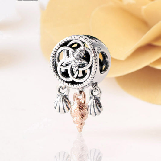 Dreamcatcher Charm – 925er Silber-Charm mit Muschel & Seestern - Lunastein