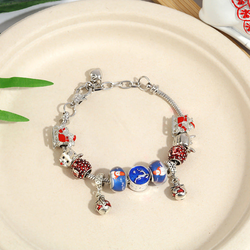 winterwunder-charms – charm armband mit schneeflocken & glöckchen - lunastein