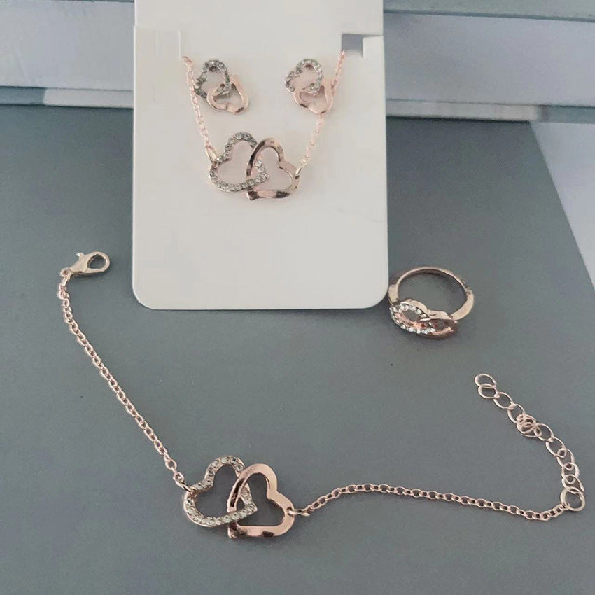5pcs fashion butterfly pendants necklace earrings ring bracelet sets for women jewelry set bridal wedding jewelry gift - lunastein