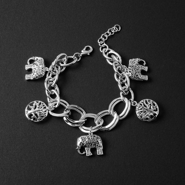 spirit of nature – goldfarbenes charm-armband mit elefanten & lebensbaum - lunastein