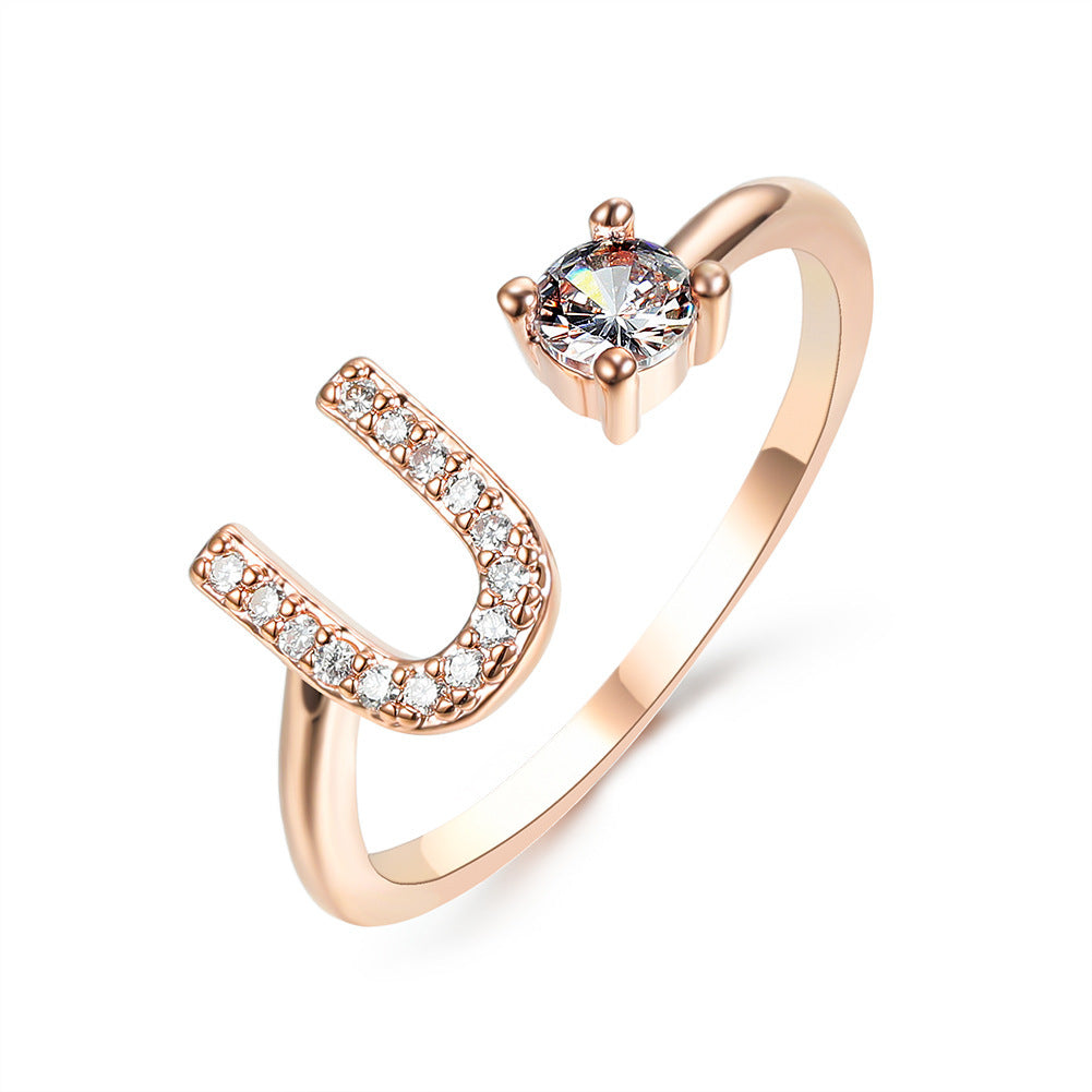love letter – verstellbarer initialen-ring mit zirkonia in gold, silber oder roségold - lunastein