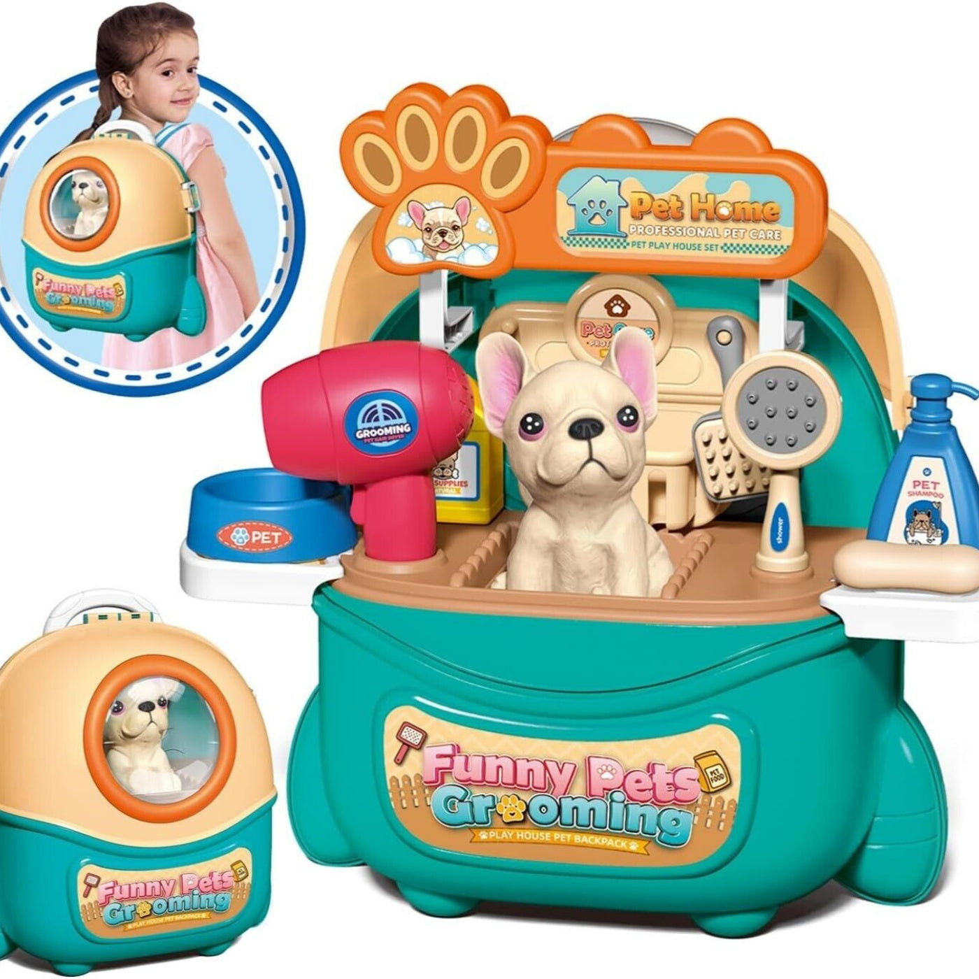 de 2025 new pet dog care play set doctor kit for kids 16 pcs pretend vet grooming toys,logistics is randomly dispatched by dhl,dpd,amazon logistics. love local jewelry