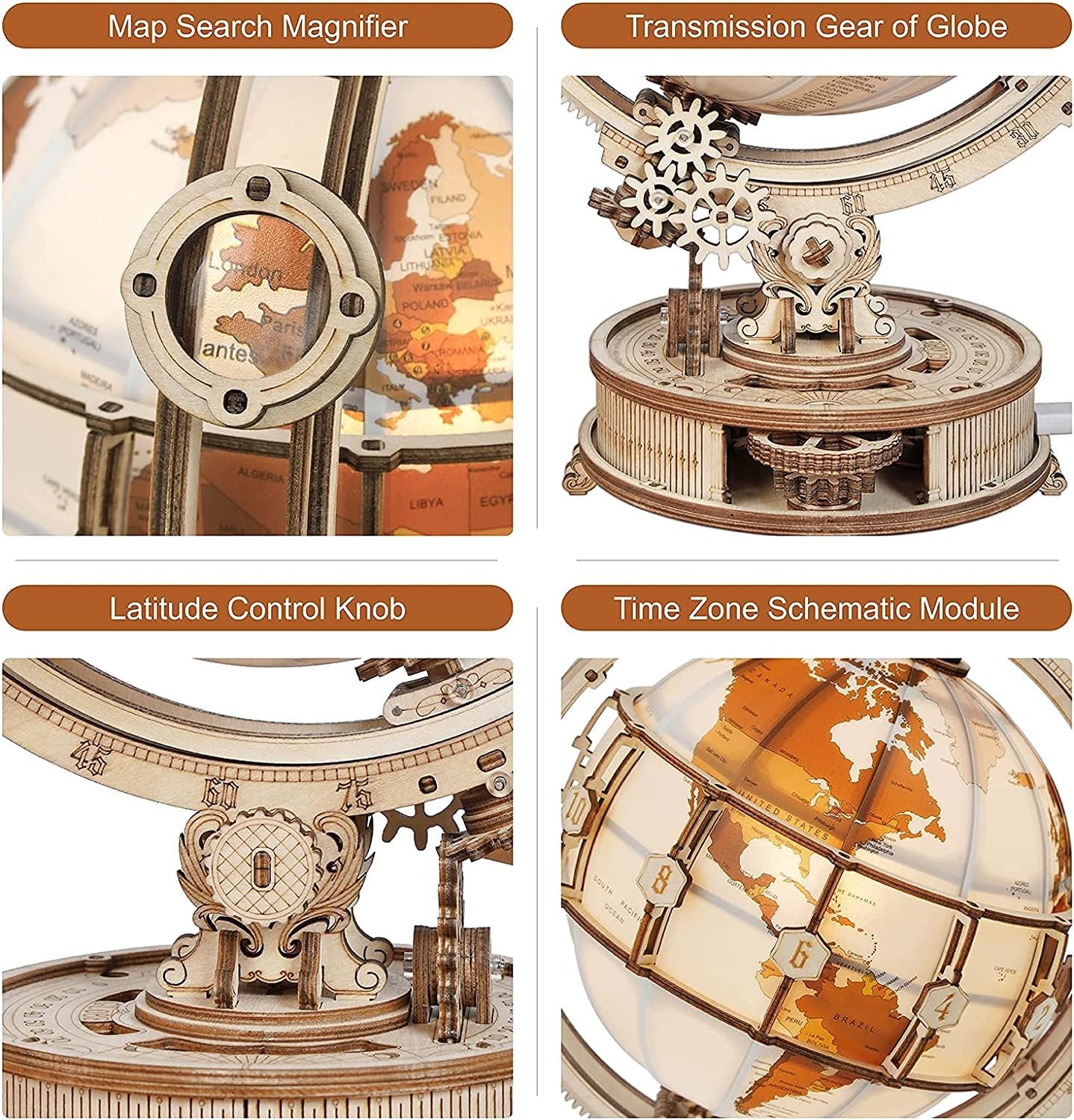 rokr luminous globe 3d wooden hot selling 180pcs model building block kits toy schmuckneu