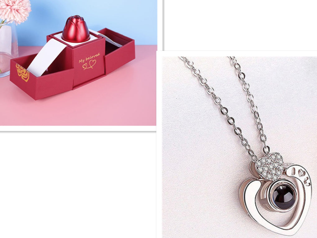 hot valentine's day gifts metal rose jewelry gift box necklace for wedding girlfriend necklace gifts schmuckneu