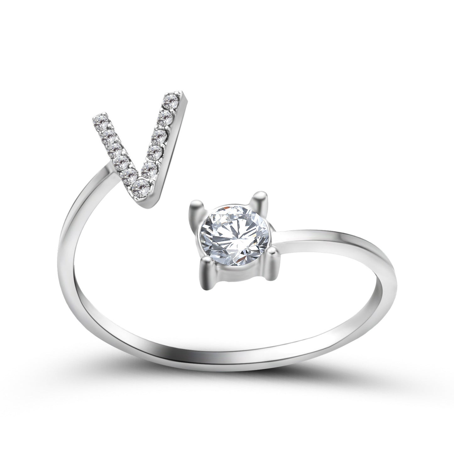 love letter – verstellbarer initialen-ring mit zirkonia in gold, silber oder roségold - lunastein