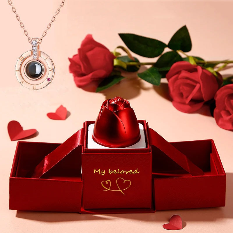 hot valentine's day gifts metal rose jewelry gift box necklace for wedding girlfriend necklace gifts schmuckneu