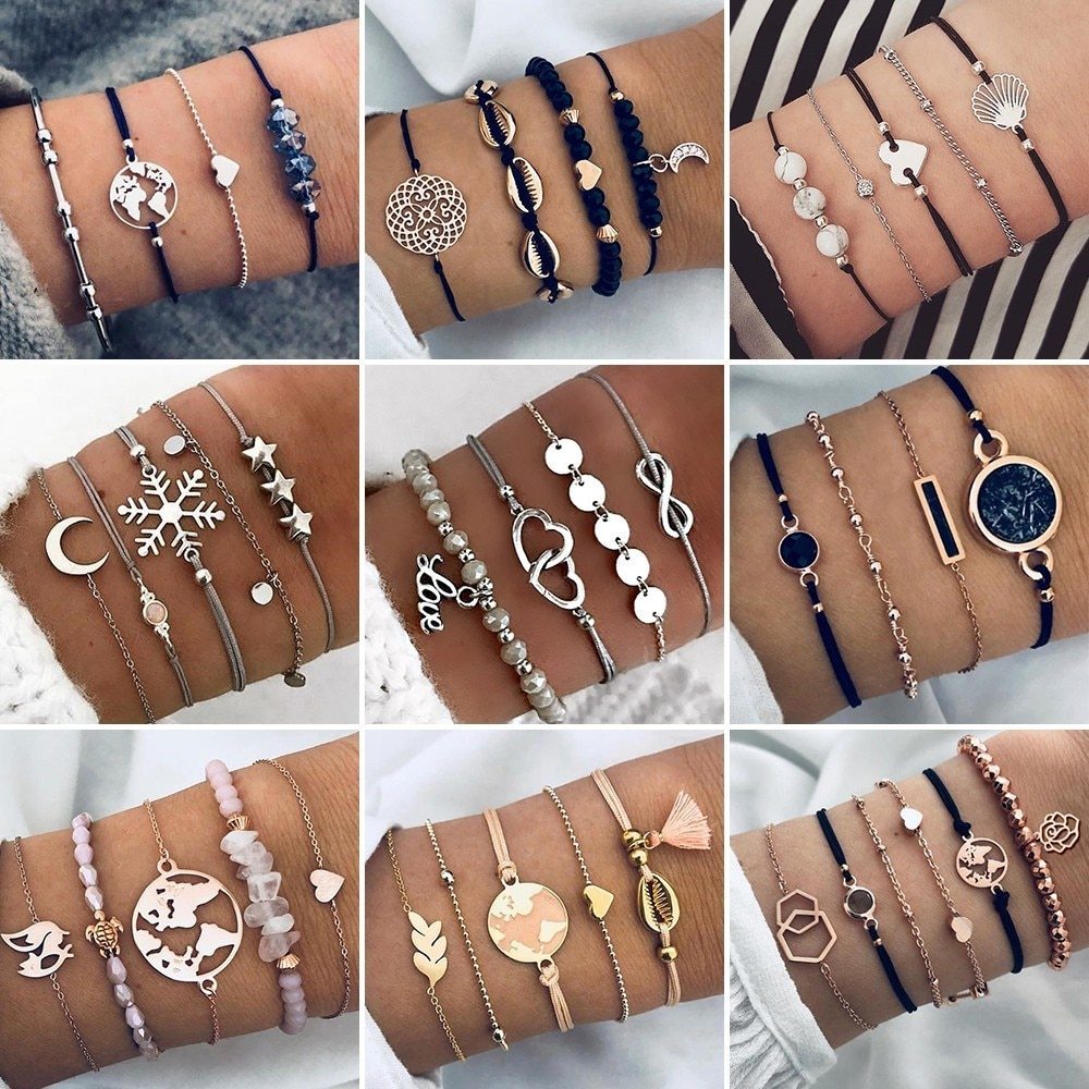 bohemian bracelets & bangles set vintage bead boho charm bracelet for women jewelry accessories pulseras mujer bijoux femme - lunastein