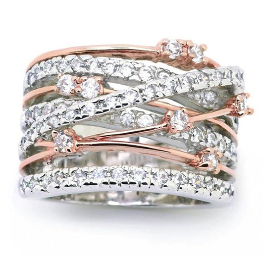 Glanzspiel Ring – Statement-Ring in Silber oder Roségold mit Kristallakzenten - Lunastein