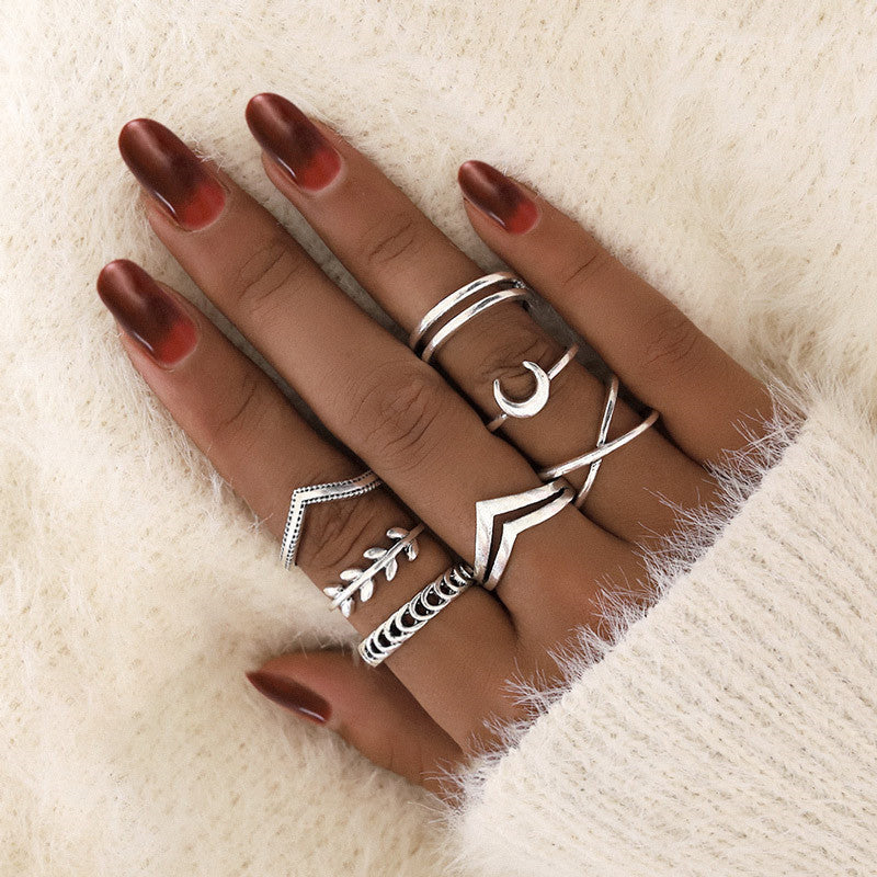 retro women's joint ring ring set - lunastein