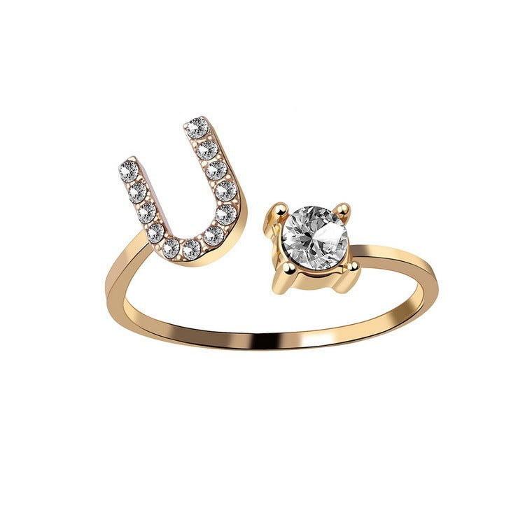 love letter – verstellbarer initialen-ring mit zirkonia in gold, silber oder roségold - lunastein