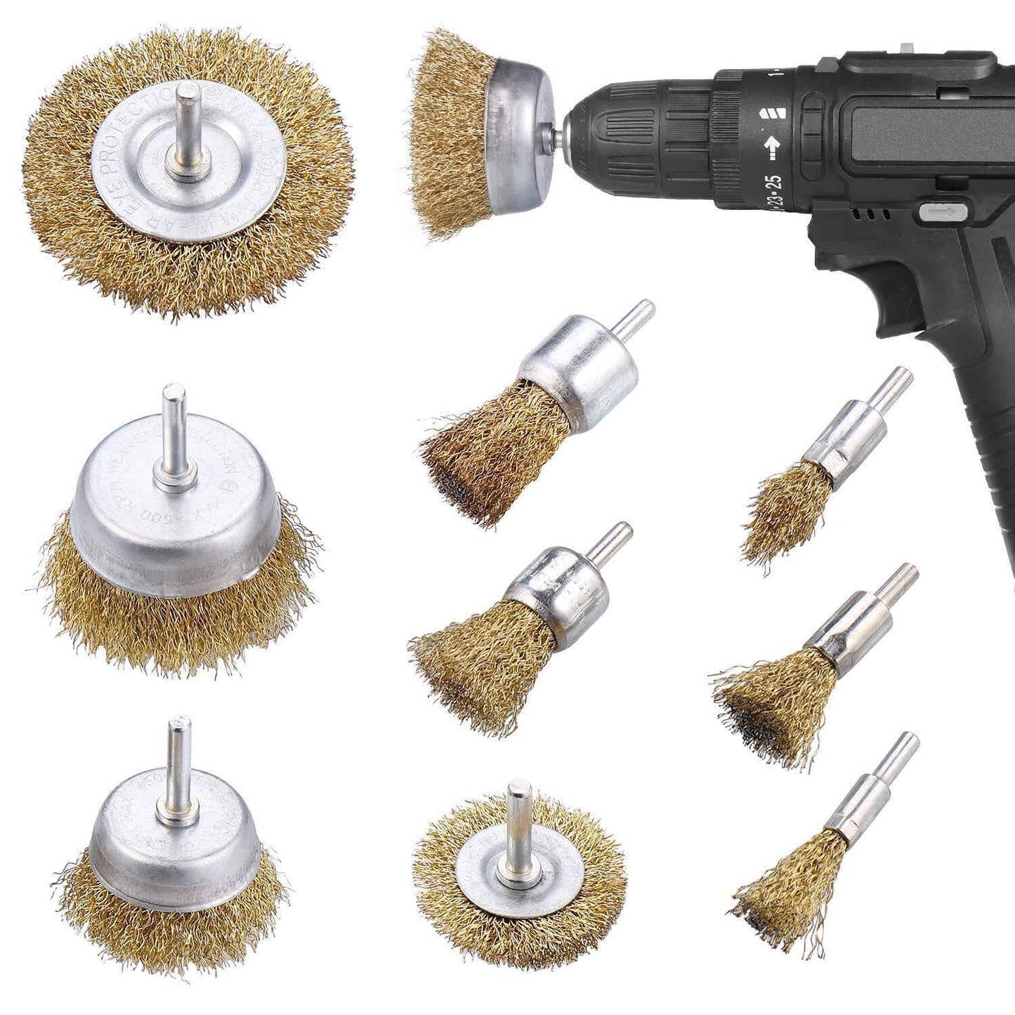 9pcs grinding brushes steel wire brush wire brushes set attachment for drilling machine