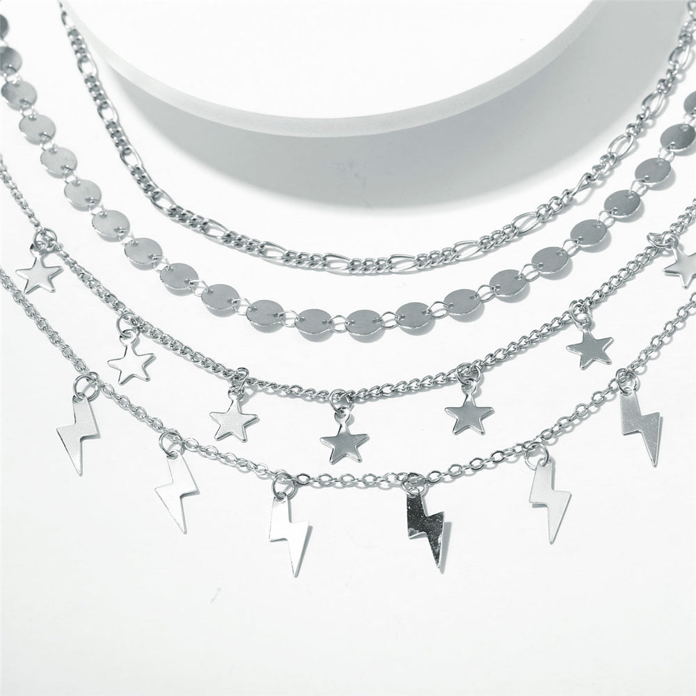 stellar spark – 4-teiliges fußkettchen-set mit sternen & blitzen - lunastein - schmuck