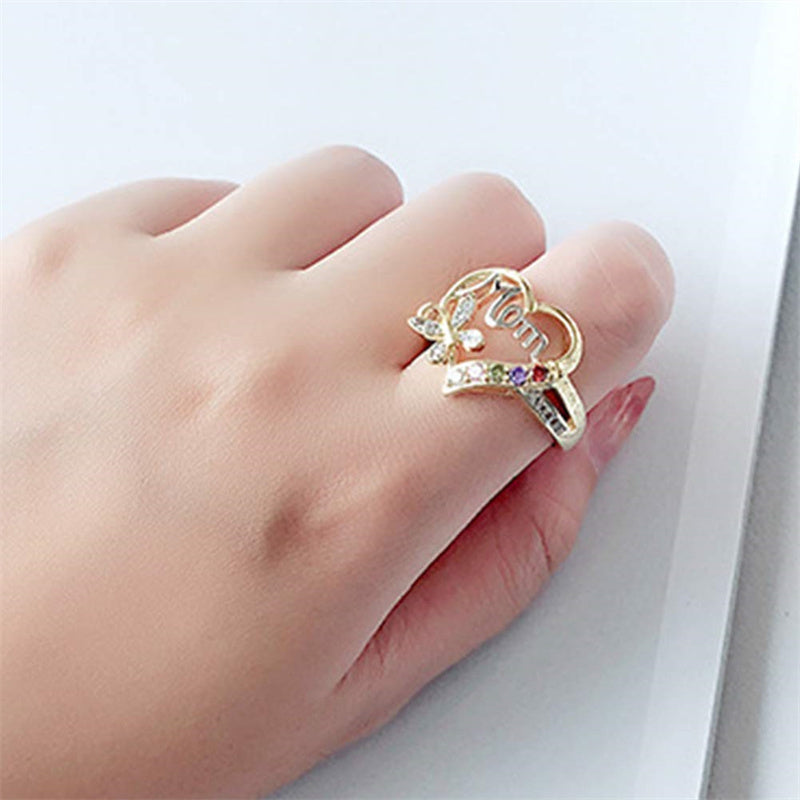 forever mom – herzring mit schmetterling & kristallen - lunastein