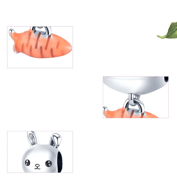 Bunny & Carrot Charm 2025 – Hasenanhänger mit Möhre in 925 Silber - Lunastein