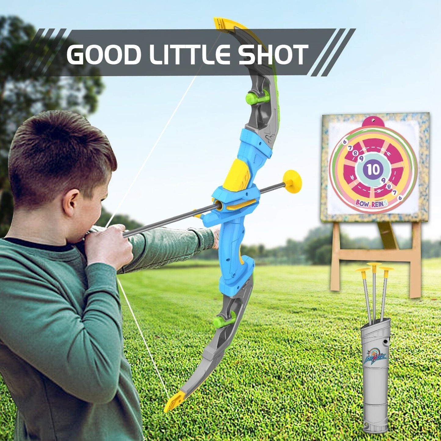 de bow & arrow toy set, led-lit archery toy,10 suction cup arrows, targets and arrow holders, indoor and outdoor children's toys suitable for boys and girls.logistics is randomly sent by dhl,dpd