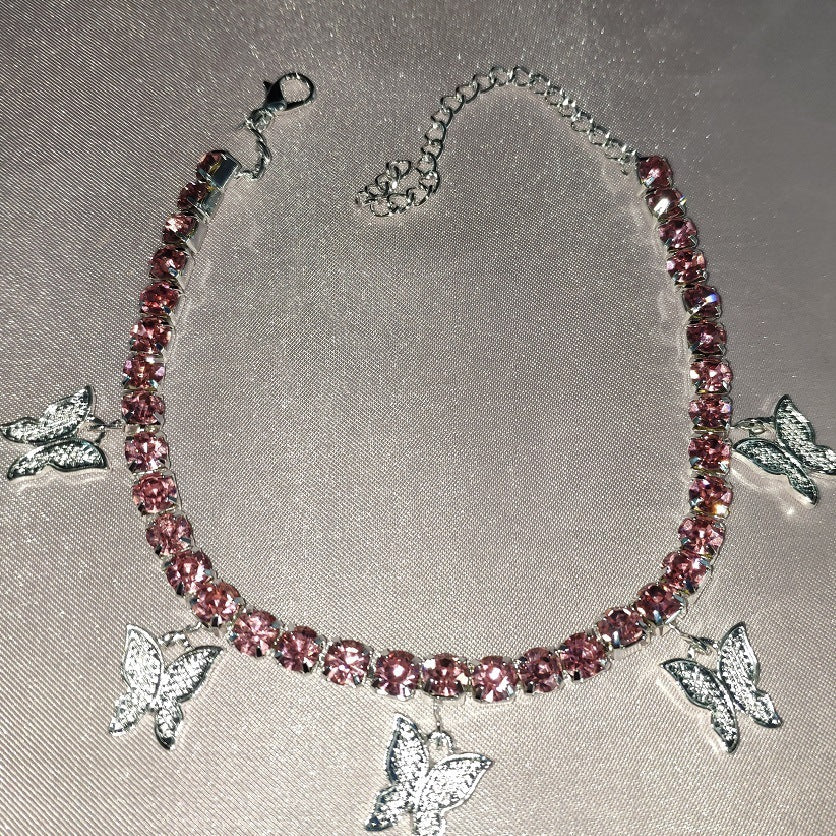 butterfly bliss – strass-fußkettchen mit schmetterlingsanhängern - lunastein - schmuck
