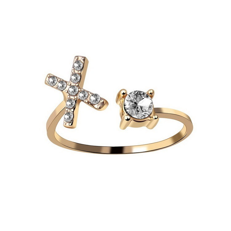 love letter – verstellbarer initialen-ring mit zirkonia in gold, silber oder roségold - lunastein