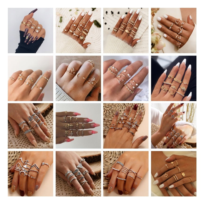 retro women's joint ring ring set - lunastein