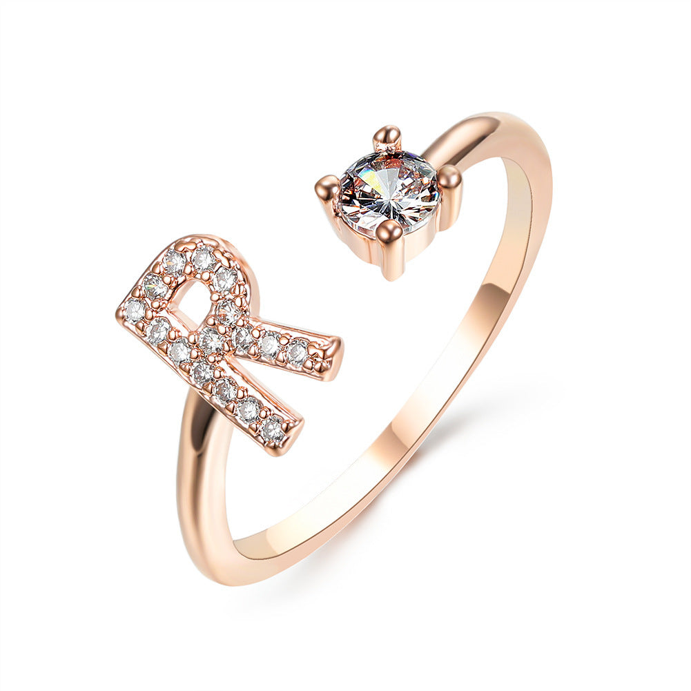 love letter – verstellbarer initialen-ring mit zirkonia in gold, silber oder roségold - lunastein