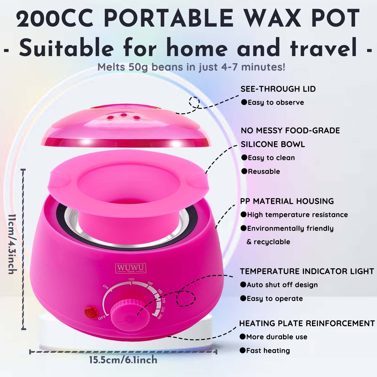 Waxing Kit WUWUVISTA 69 Items Hair Removal Wax Kit With Wax Warmer Waxing Beads For Face, Brazilian, Full Body, Bikini, Sensitiive Skin Skin Suitable For Plugs Of American, European Specification SchmuckNeu