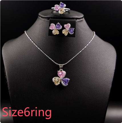 clover zircon diamond jewellery set women - lunastein