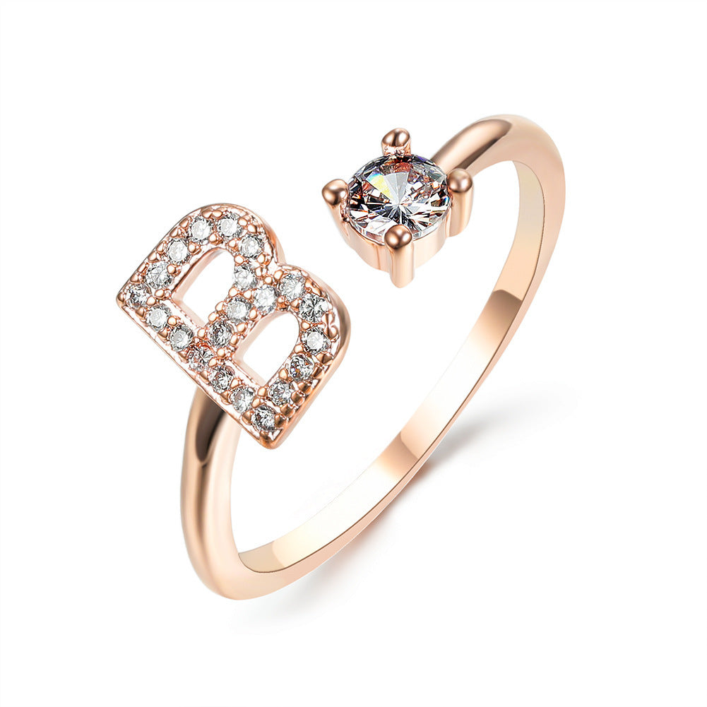 love letter – verstellbarer initialen-ring mit zirkonia in gold, silber oder roségold - lunastein