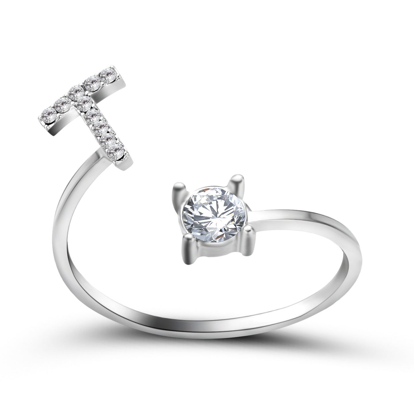 love letter – verstellbarer initialen-ring mit zirkonia in gold, silber oder roségold - lunastein