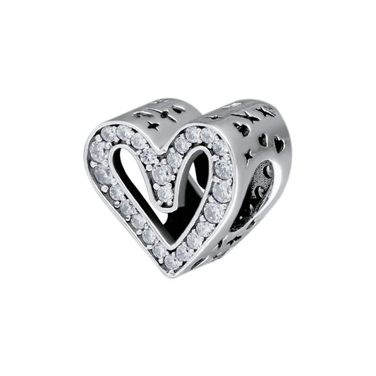 Love Heart Charm – Funkelndes Herz-Element aus 925 Silber mit Zirkonia - Lunastein