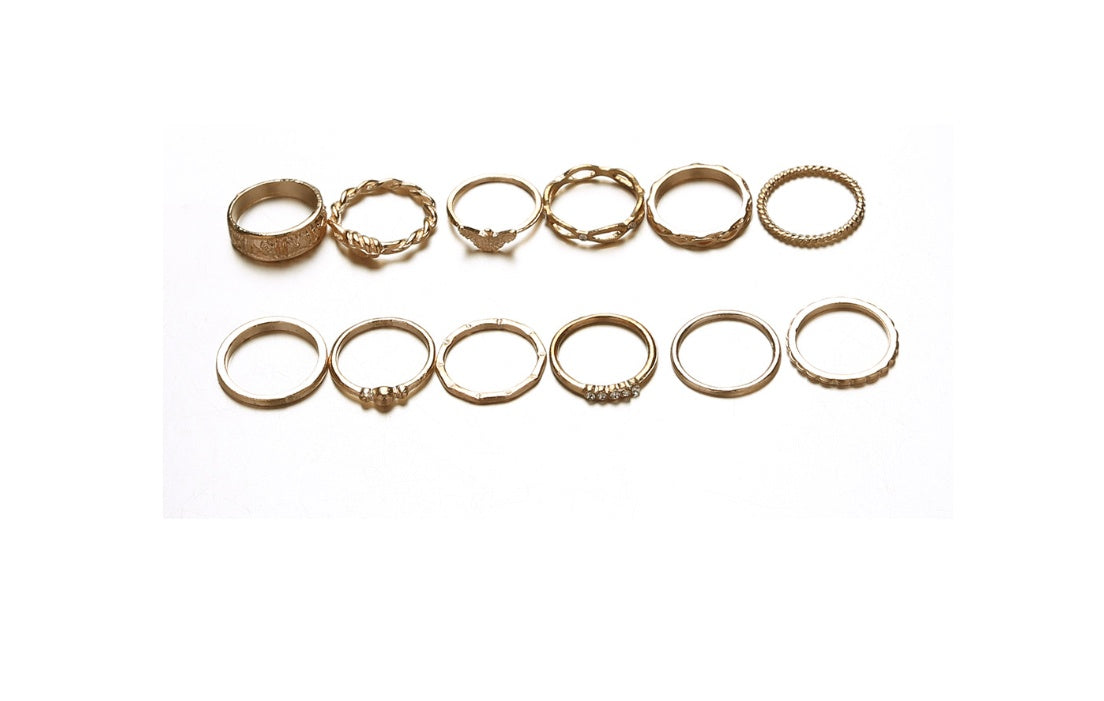 solstice shine – verschiedene ring-sets in goldoptik mit kristallbesatz - lunastein - schmuck